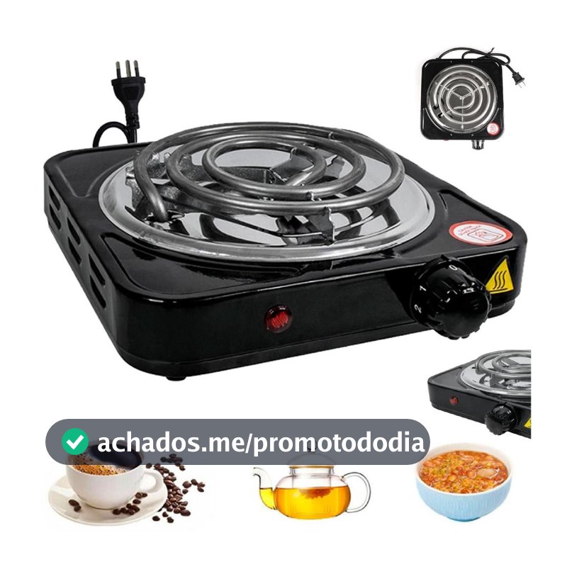 Fogão Fogareiro Elétrico 1 boca Portátil Viagem Férias Pratico Espiral Camping Lazer 110 ou 220v 1000 Wats