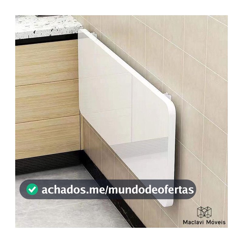 Mesa Retratil dobravel Borda Redonda 100cm x 50cm de parede cozinha americana suporta 50kg