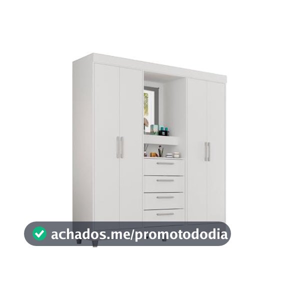 Guarda-roupa com Espelho 4 Portas 4 Gavetas Araplac Pequim - Guarda-Roupa / Roupeiro