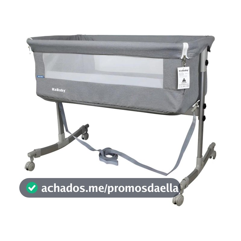 Berço Portátil Sleep 3 em 1 Moisés Co-bed Acopla na Cama Cinza Kababy
