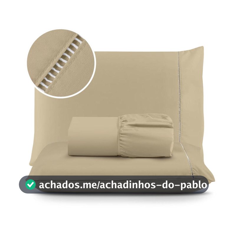 Jogo de Lençol 03 Peças 400 Fios MicroPercal Ponto Palito - Cama Solteiro Casal Queen King