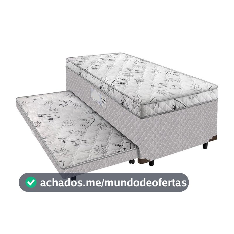 Cama Box Conjugada Solteiro SMP com Cama Auxiliar Ortopédica 46x88x188cm Carol
