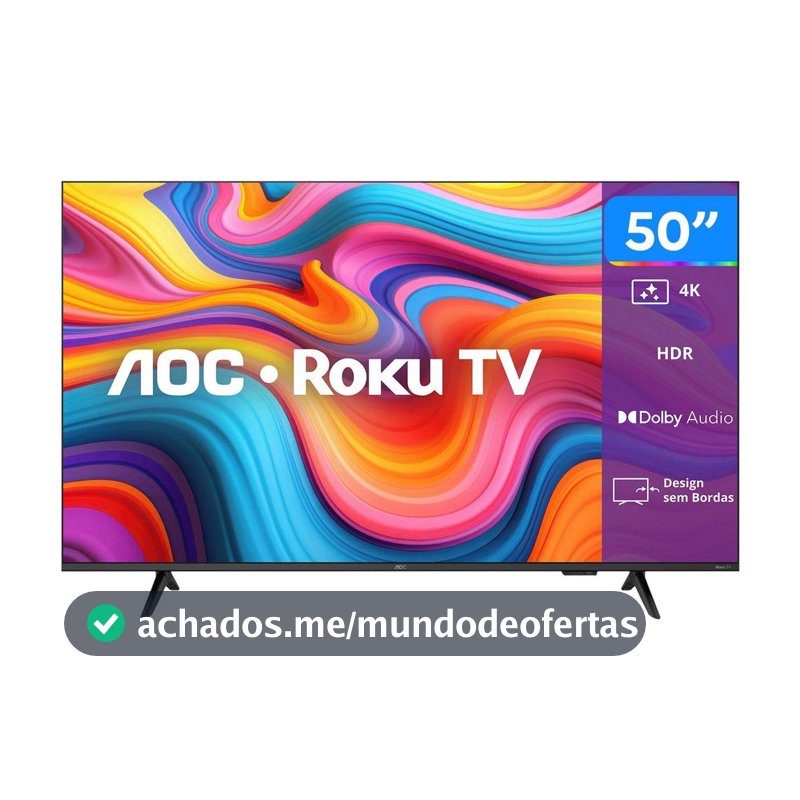 Smart TV LED 50 polegadas AOC 4K UHD DLED Roku TV 50U7066 78G 60 Hz Quad Core Dolby Digital - Smart Tv - Magazine In_2936609