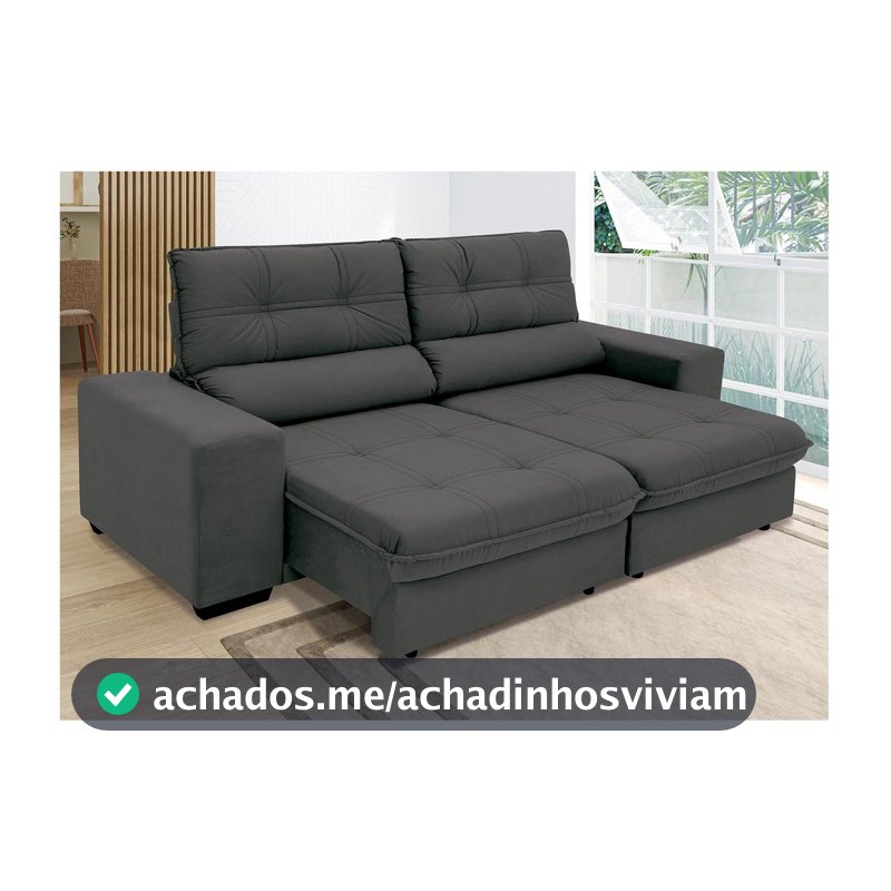 Sofá Retrátil Reclinável 3 Lugares Suede Brunello Linoforte
