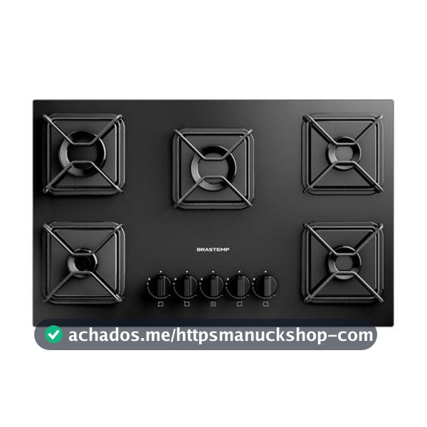 Cooktop 5 Bocas a Gás GLP Brastemp Mesa de Vidro Chama Simmer Preto Acendimento Automático BDD75BE