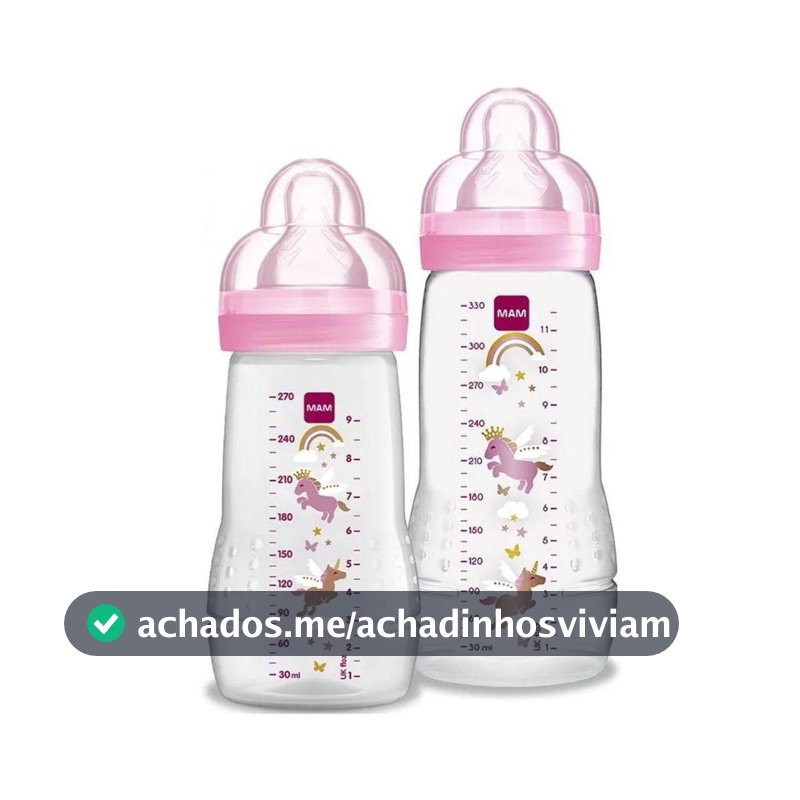 Kit 2 Mamadeiras Easy Active 270/330ml 2m+ Rosa - MAM - Mamadeira