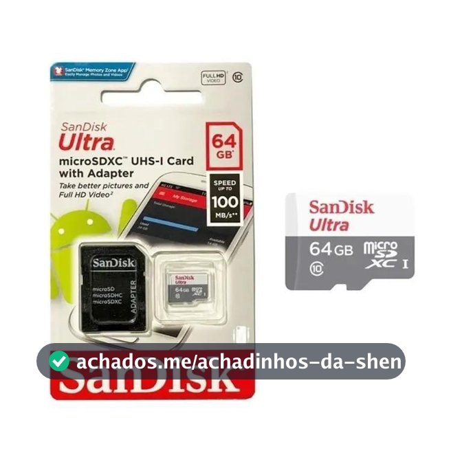 Cartão De Memória Micro Sd 64gb COM ADAPTADOR, Sandisk Ultra Class 10, LACRADO. - Cartão de Memória - Magazine In_2936609