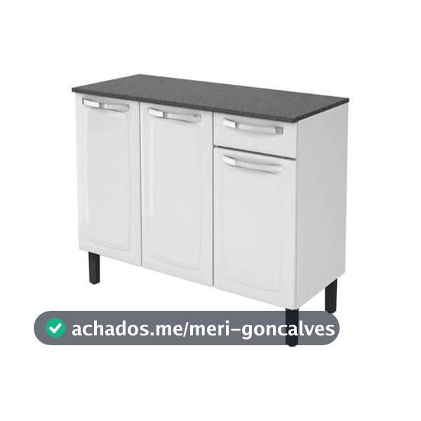 Balcão de Cozinha com Tampo Itatiaia Aço 3 Portas 1 Gaveta Rose - Gabinete de Cozinha/ Balcão de Cozinha