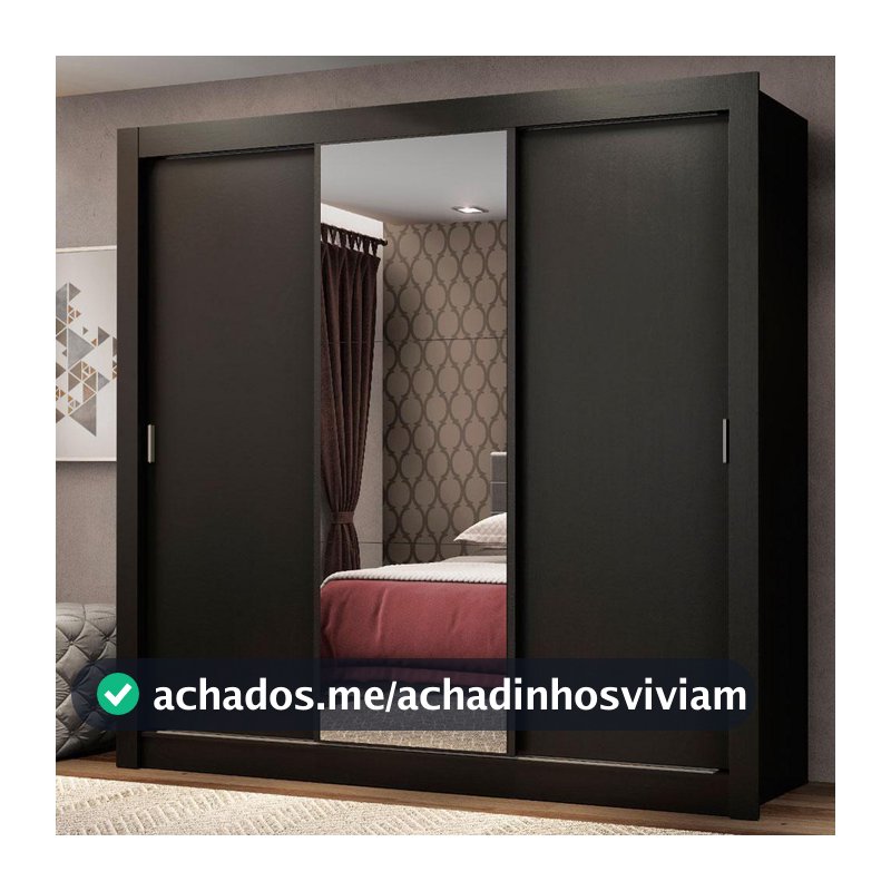 Guarda Roupa Casal Madesa Mônaco 3 Portas de Correr com Espelho