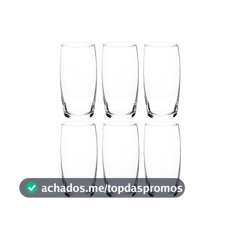 Jogo de Copos de Vidro 300ml 6 Peças Nadir