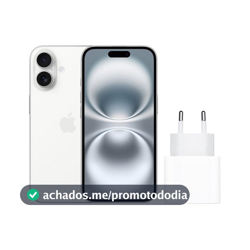 Smartphone Apple iPhone 16 128GB Branco - 5G + Carregador Apple USB-C 20W Original - iPhone 16