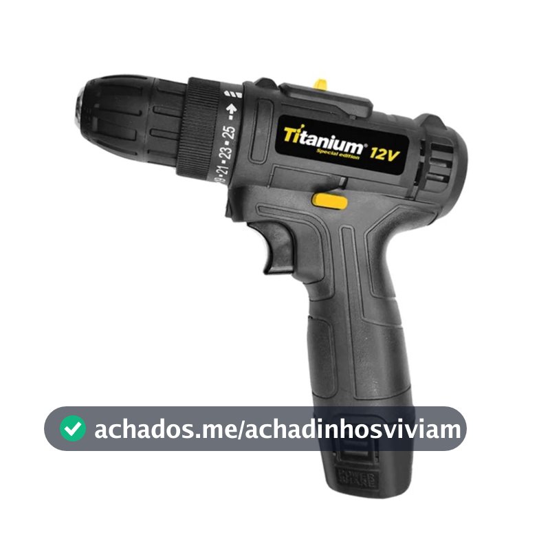 Parafusadeira Furadeira 12V Special Edition Titanium Platina com Bateria, Carregador Bivolt e LED