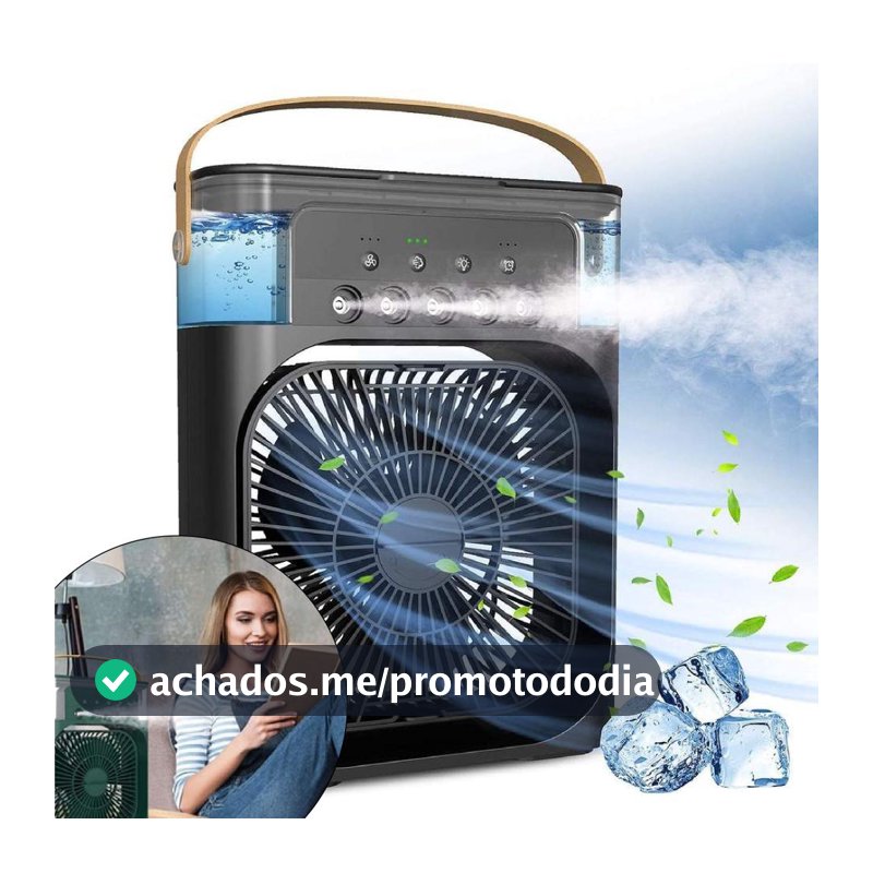 Mini Ar Condicionado Climatizador Umidificador Ventilador Agua E Gelo Com LED Portátil Usb Linha Premium