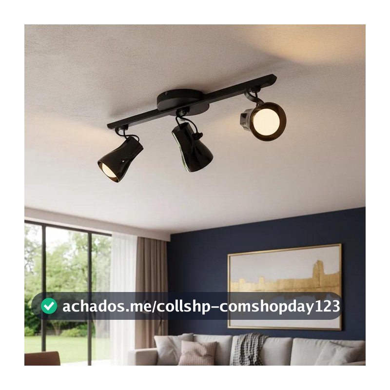 Luminária de Teto Spot Trilho Triplo Direcionável Octa 3 Lâmpadas Praia Litoral E27 Bivolt - GQE - Spot