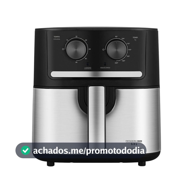Fritadeira Air Fryer 5,5L Cyclone Preto e Inox Midea