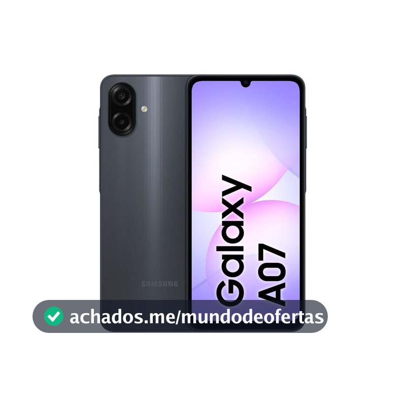 Celular Samsung Galaxy A07 128GB Preto 4GB RAM Tela 6,7" Câm. Dupla + Selfie 8MP