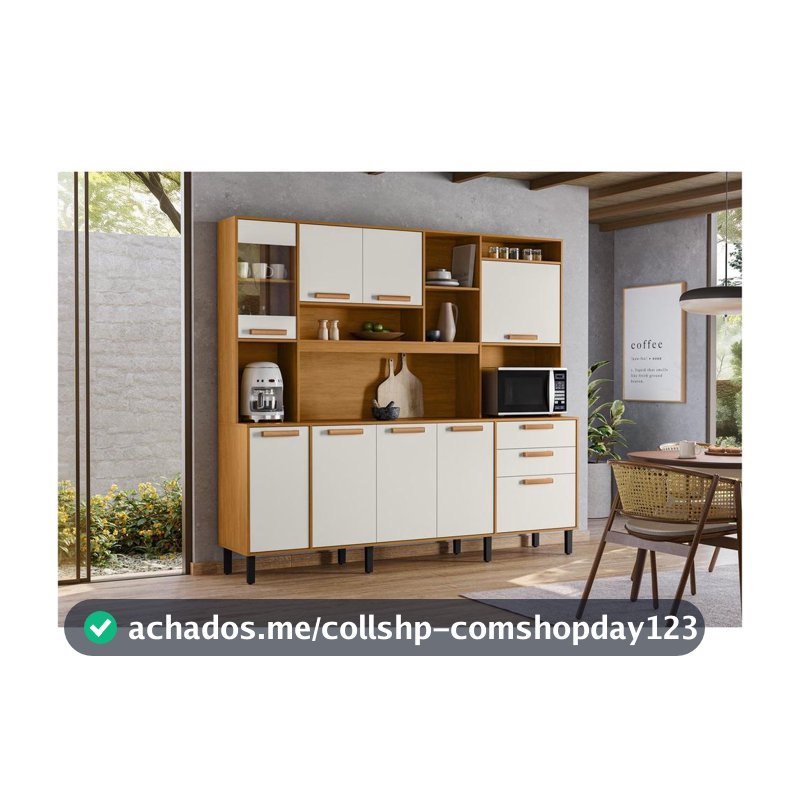 Armário de Cozinha Compacta Itatiaia Napoles Com Nicho Forno e Air Fryer 8 Portas 3 Gavetas 2,20M