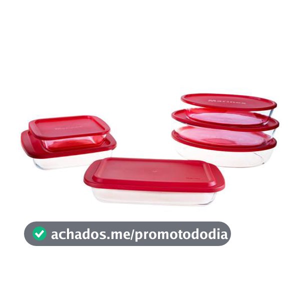 Conjunto de Assadeiras de Vidro Marinex 6 Peças