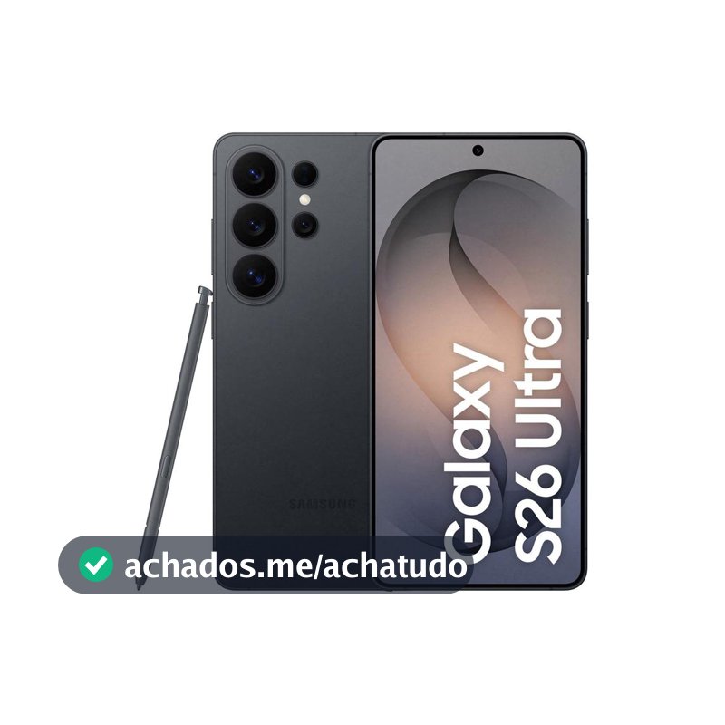 Celular Samsung Galaxy S26 Ultra 5G 512GB Galaxy AI Preto 6,9" 12GB RAM Câm. Quádrupla 200+50+10+50MP Bateria 5000mAh Dual Chip