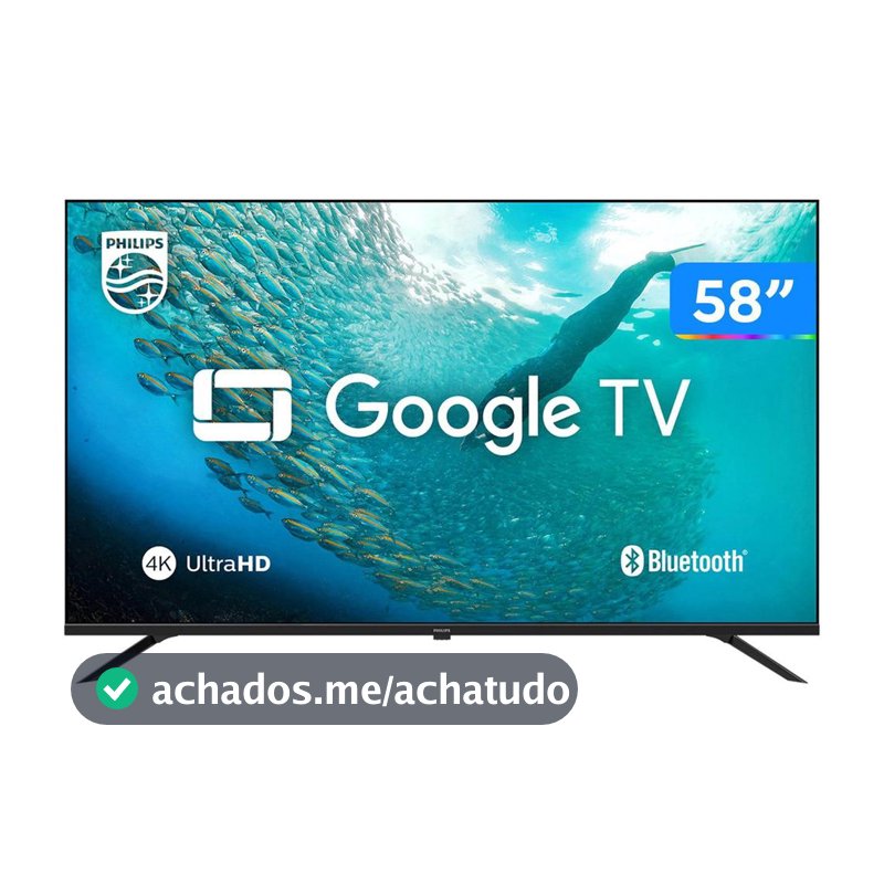 Smart TV 58" 4K UHD LED Philips 58PUG7019/78 Wi-Fi Bluetooth Google Assistente 3 HDMI 2 USB