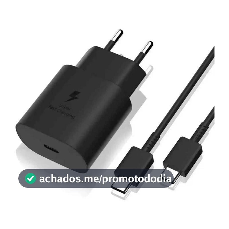 Carregador Turbo Tipo - C Fonte 45W + Cabo Compatível com Samsung Galaxy Carga Ultra Rápida