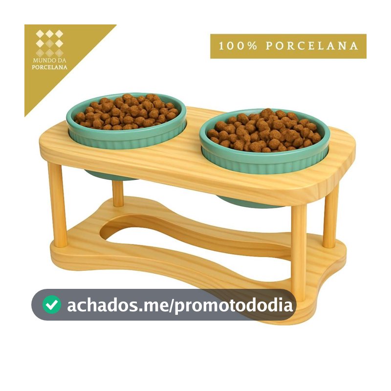 Comedouro Colorido Cães E Gatos Elevado Ergonomico Duplo Em Porcelana Branco Rosa Verde