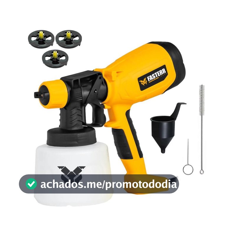 Pistola de Pintura Pulverizadora HVLP Elétrica 550W 1400ml 3 Bicos e Acessórios FST054B
