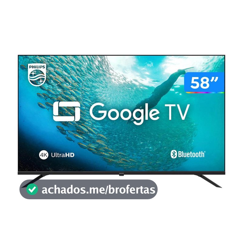 Smart TV 58" 4K UHD LED Philips 58PUG7019/78 Wi-Fi Bluetooth Google Assistente 3 HDMI 2 USB