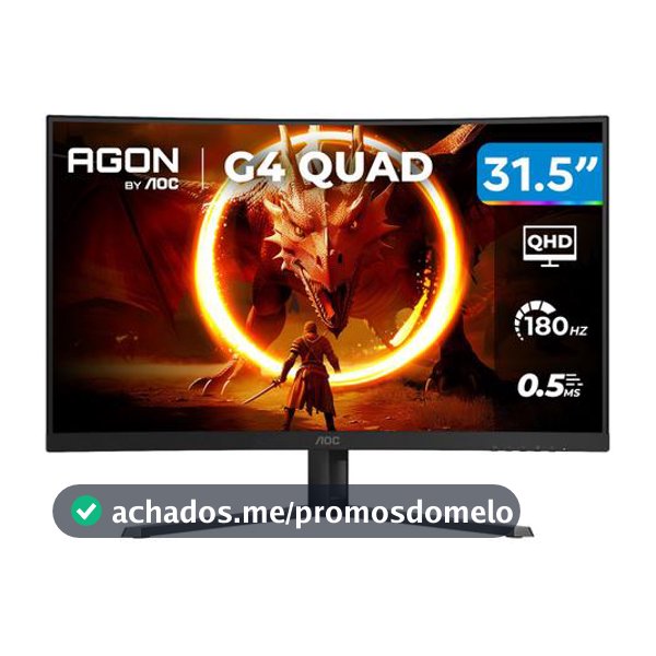 Monitor Gamer AOC Gaming 32" QHD 180Hz VA 0,5ms HDMI DisplayPort
