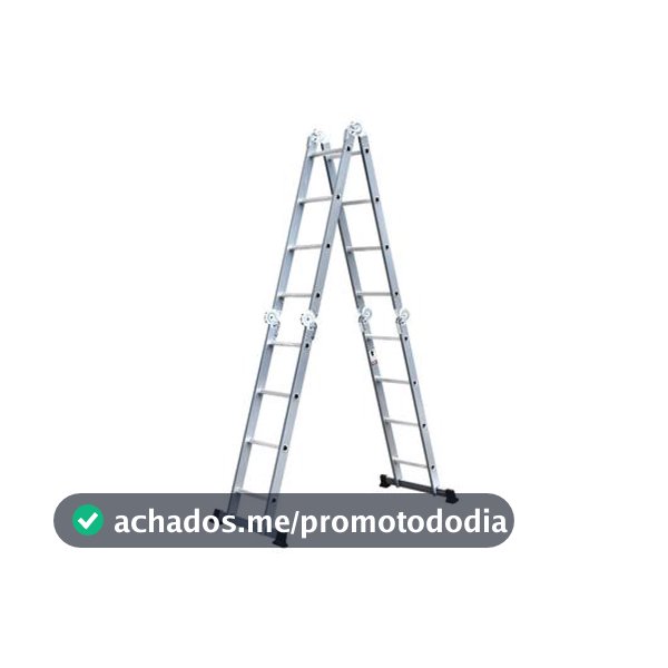 Escada de Aço e Alumínio Multiuso 4x4 com Plataforma 16 Degraus Nell KMP404