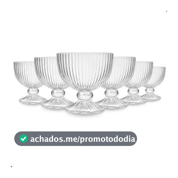 Jogo Taças Em Vidro Sobremesa Sorvete Doces Kit Com 6 Peças - Importado - Taça de Sobremesa