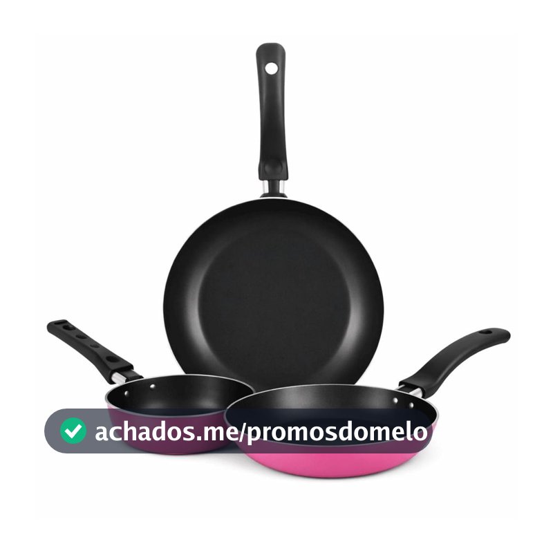 Jogo De Frigideiras Francesas 3 Peças 14 18 24cm Rosa Nacional