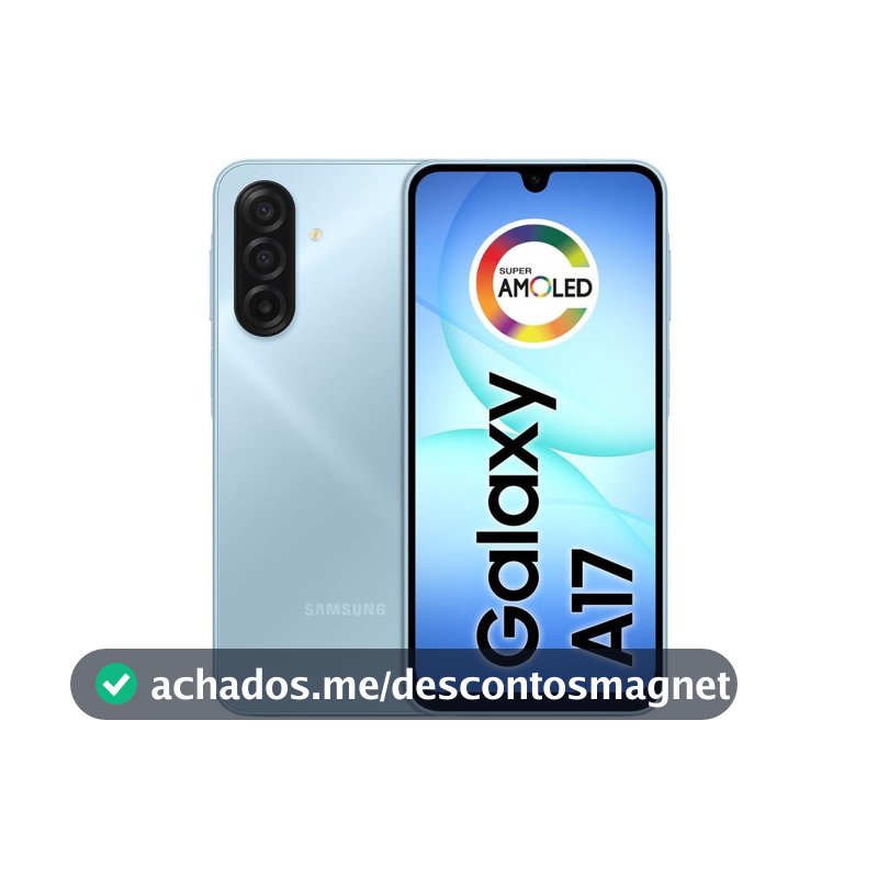 Celular Samsung Galaxy A17 256GB 8GB RAM Azul 6,7" Câm. Tripla + Selfie 13MP