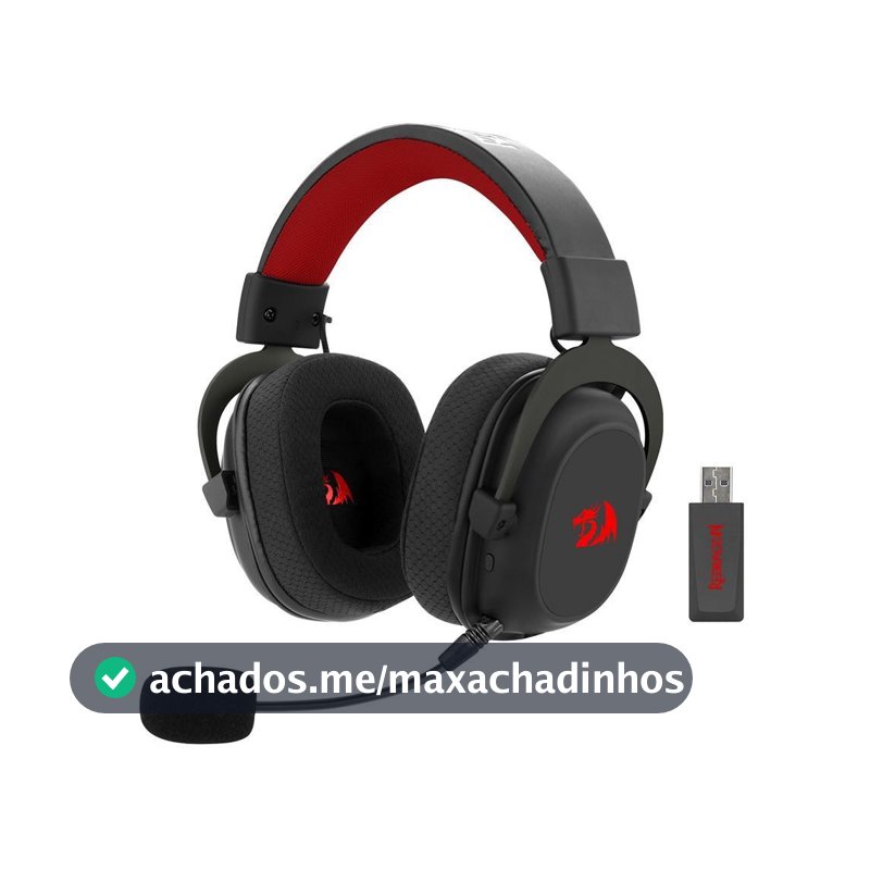 Headset Gamer Sem Fio Redragon Zeus Pro, 7.1, Driver 53mm, Bluetooth, Preto - H510-PRO