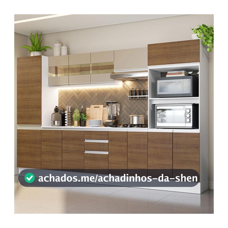 Armário de Cozinha Completa 100% MDF 300 cm Smart Madesa 01