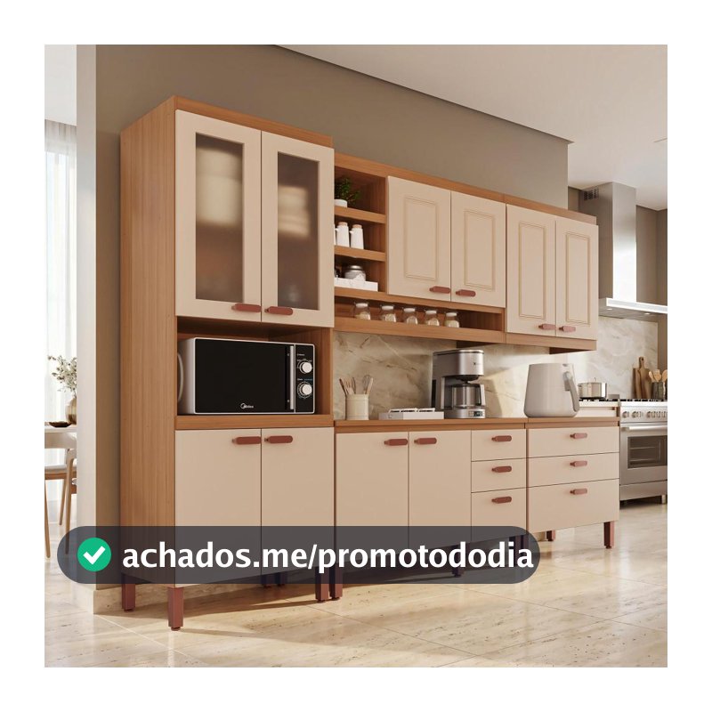Cozinha Modulada Completa Moveis Home 100 MDF 10 Portas e 6 Gavetas