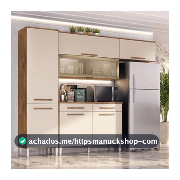 Armário de Cozinha Tonielque Girassol 7 Portas 2 Gavetas Pés Reguláveis - Tonielque Móveis - Móveis de Cozinha