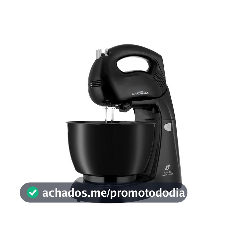 Batedeira Britânia Preta 500W 4 Velocidades 4,3L Pérola 550