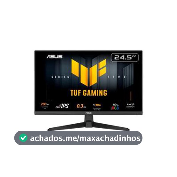 Monitor Gamer ASUS TUF 24.5", Full HD, 200Hz, 0.3ms, Fast IPS, VRR, G-Sync Comp, FreeSync Premium, HDR10, Som Integrado, Preto - VG259Q5A