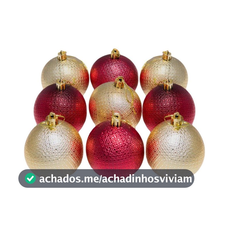 Kit 12 Bolas Natalinas Árvore Natal 7cm Vermelho e Dourado