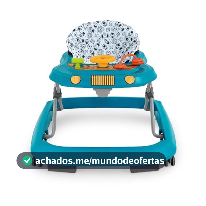 Andador Infantil Safari Tutti Baby Azul com Regulagem e Brinquedos