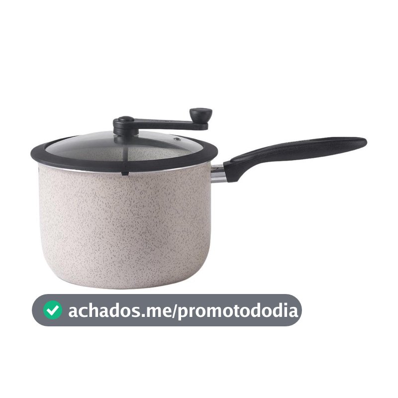 Panela Pipoqueira Brinox de Alumínio com Tampa de Vidro 5,5L 22cm Vanilla Ceramic Life Pic Poc
