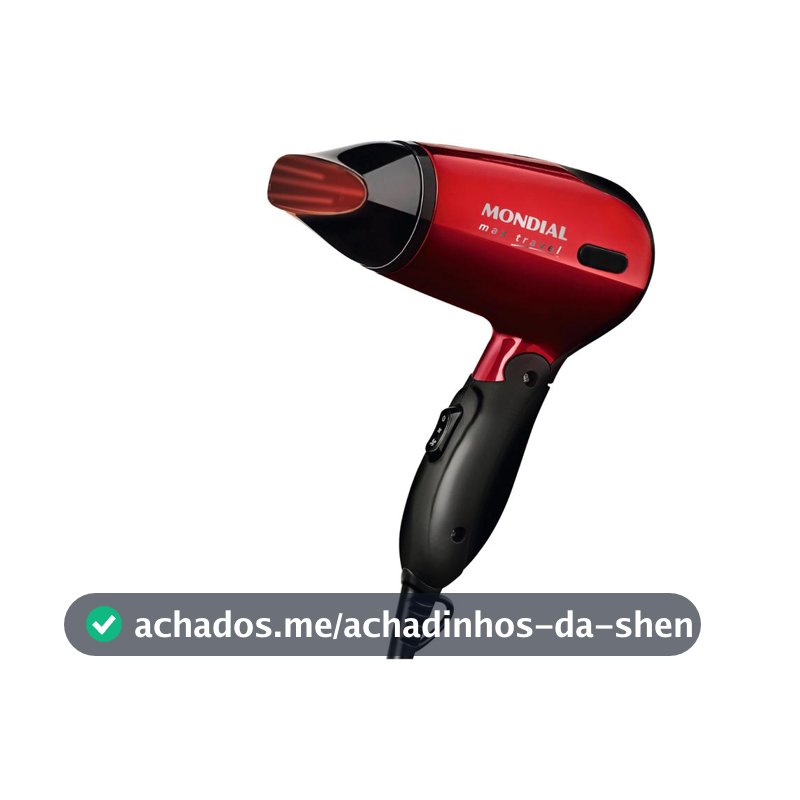 Secador de Cabelo Mondial Max Travel SC-10 Vermelho - e Preto 1200W 2 Velocidades - Secador de Cabelo - Magazine Promosdomega