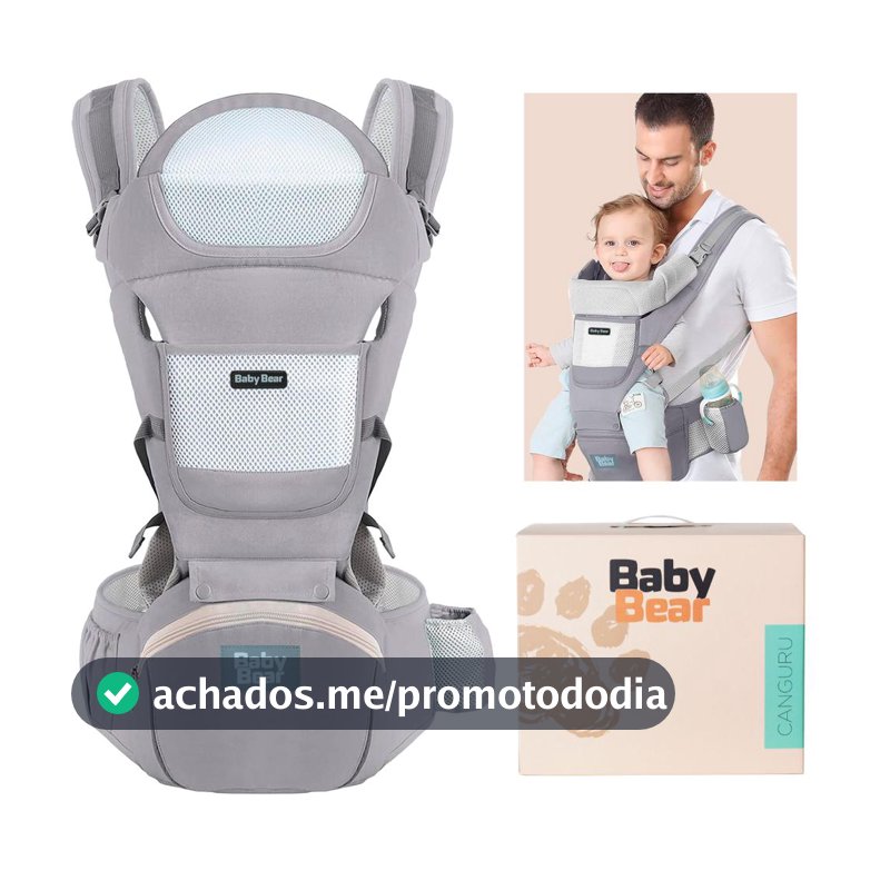 Canguru para Bebê Baby Bear Carregador de Colo Seguro Apoio Ergonômico 12 em 1