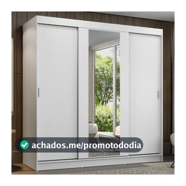 Guarda-Roupa Casal Madesa Reno 3 Portas de Correr com Espelho