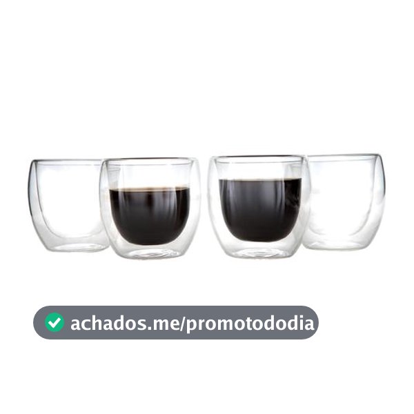 Jogo de Copos de Vidro de Café Parede Dupla 80ml 4 Peças Haus Concept Inspire