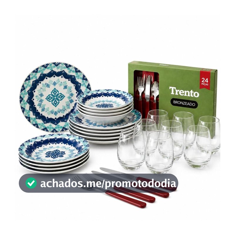 Kit Cozinha Completa 50 Peças Aparelho Jantar Copos Faqueiro - OXFORD - Aparelho de Jantar