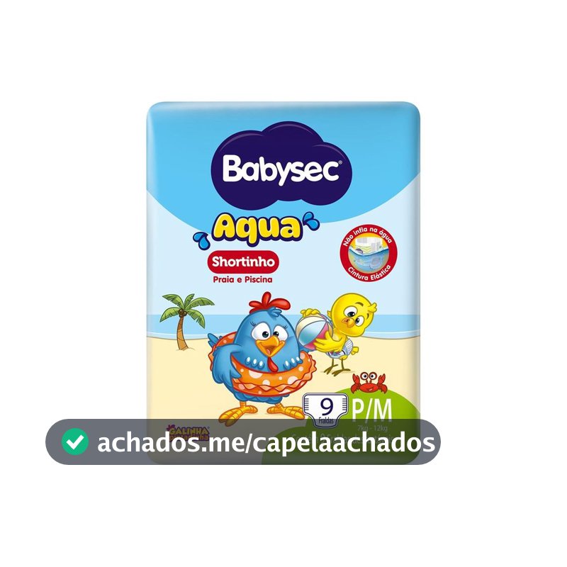 Fralda para Piscina Descartável Babysec Galinha Pintadinha Aqua P/M 7 a 12kg 9 Unidades
