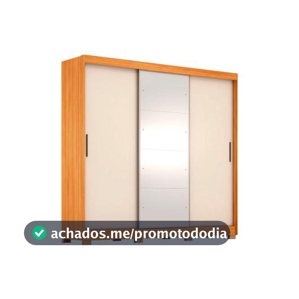 Guarda-roupa Casal com Espelho 6 Gavetas 3 Portas de Correr Demobile Londres