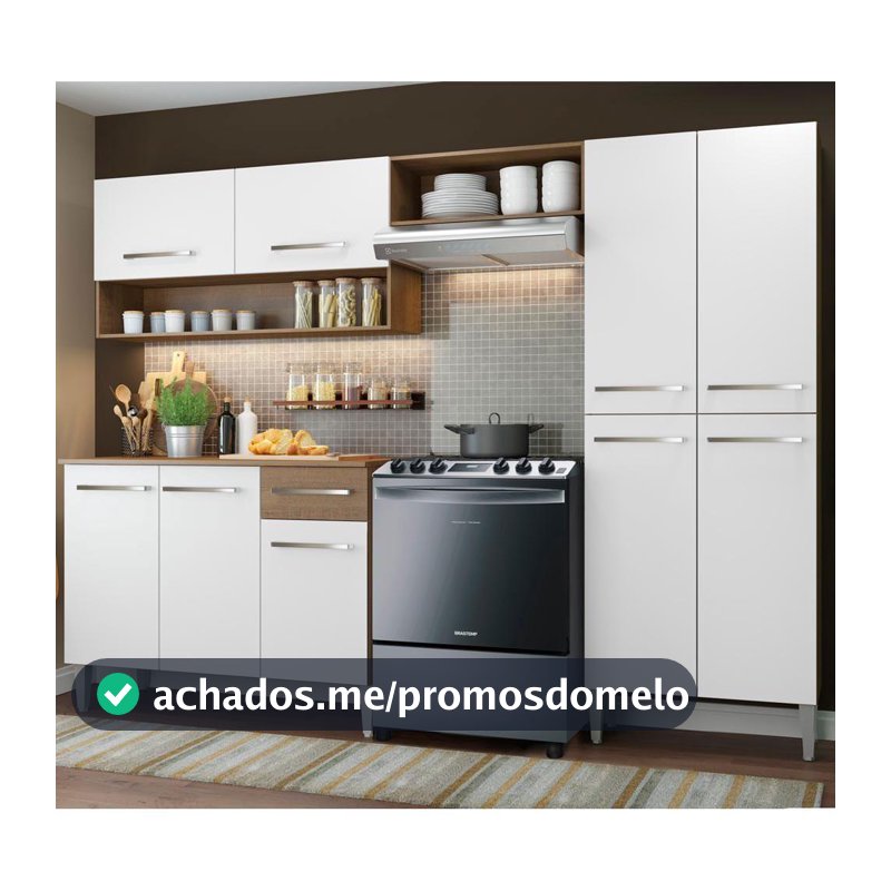 Armário de Cozinha Completa com Armário e Balcão 229cm Emilly Madesa